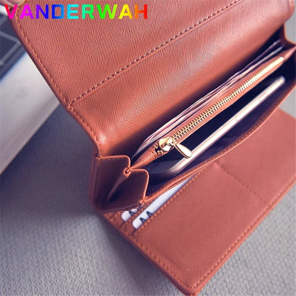 Vintage Hollow-Out Leather Wallet Clutch Purse for Women