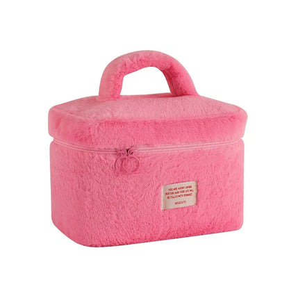 Large Capacity Plush Makeup Bag – Women's Travel Cosmetic Organizer