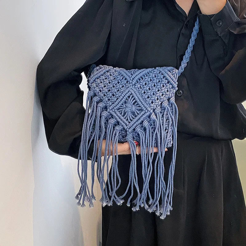 Bohemian Tassel Crochet Crossbody Bag for Women – Ultralight Beach Shoulder Bag