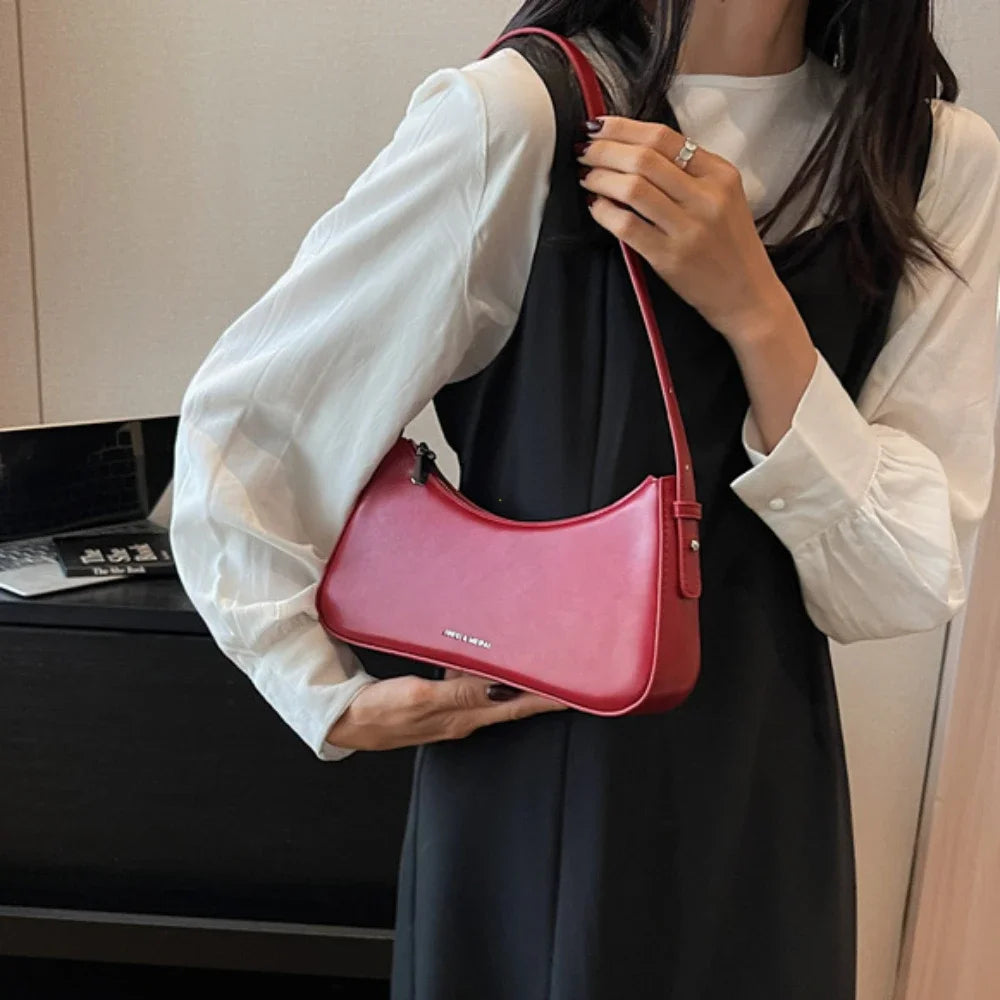 Y2K Leather Shoulder Bag for Women – Cute Mini Underarm Purse