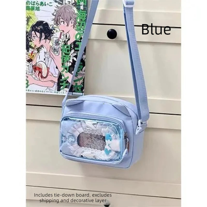 Ita Bag Mini Crossbody – Harajuku Nylon Shoulder Bag with Clear Window for Pins & Badges
