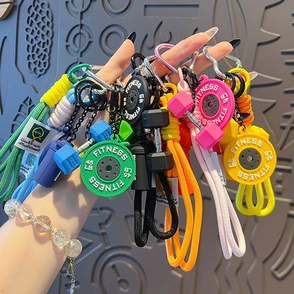 Fitness Barbell Keychain – Mini Dumbbell Plate Gym Key Ring
