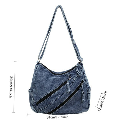 Winter Shoulder Bag Large Capacity Denim Storage Korean Style Comfortable Versatile Texture