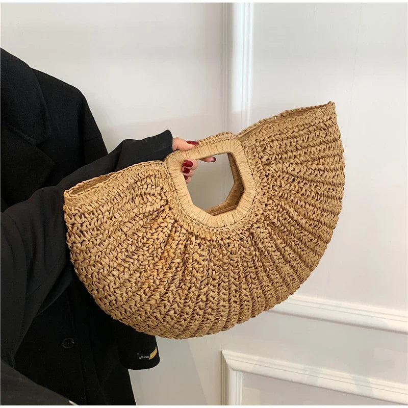 Raffia Crochet Beach Bag – Handmade Woven Clutch Handbag
