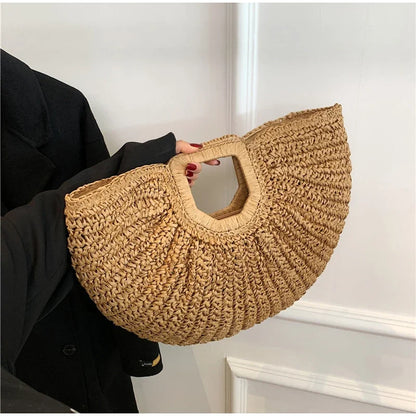 Raffia Crochet Beach Bag – Handmade Woven Clutch Handbag