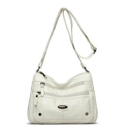 Women's Leather Shoulder Bag – Large Capacity Multi-Pocket Crossbody