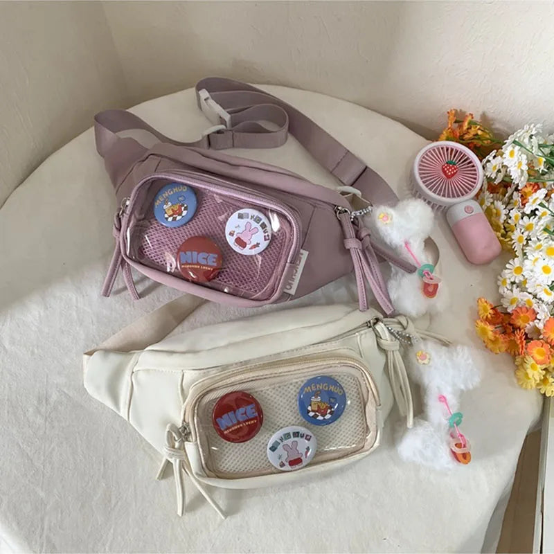 Kawaii Itabag Transparent PVC Chest Bag with Badge Display