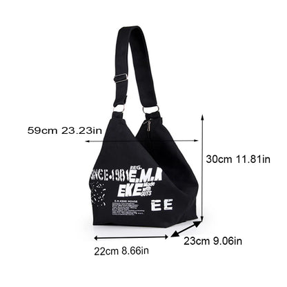 Large Canvas Hobo Shoulder Bag for Women – Letter Print