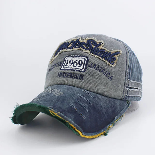 Washed Cotton Baseball Cap – Embroidered Letter W Snapback