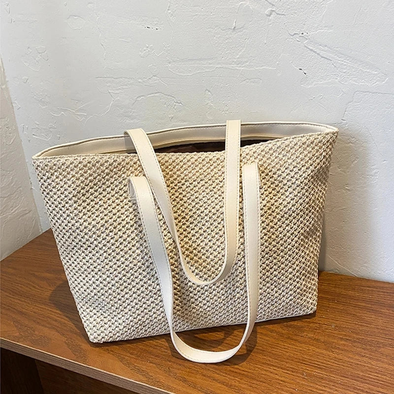 Rattan Woven Beach Tote Bag – Large Capacity Women Shopper