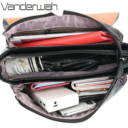3-Layer Leather Crossbody Shoulder Bag for Women – Luxury Designer Handbag