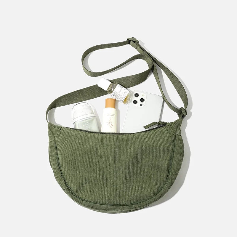 Corduroy Hobo Shoulder Bag for Women – Casual Crossbody Purse