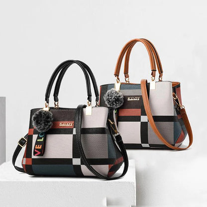 Luxury Vintage Plaid PU Leather Handbag for Women – Crossbody Shoulder Bag