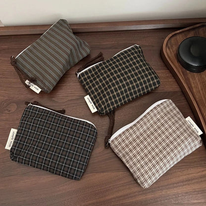 Vintage Plaid Coin Purse Women's Mini Zipper Wallet