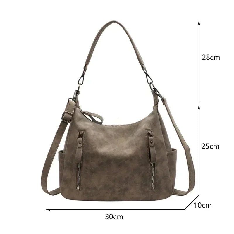 Luxury Retro Crossbody Bag for Women – Large Capacity Multi-Zip Shoulder Handbag