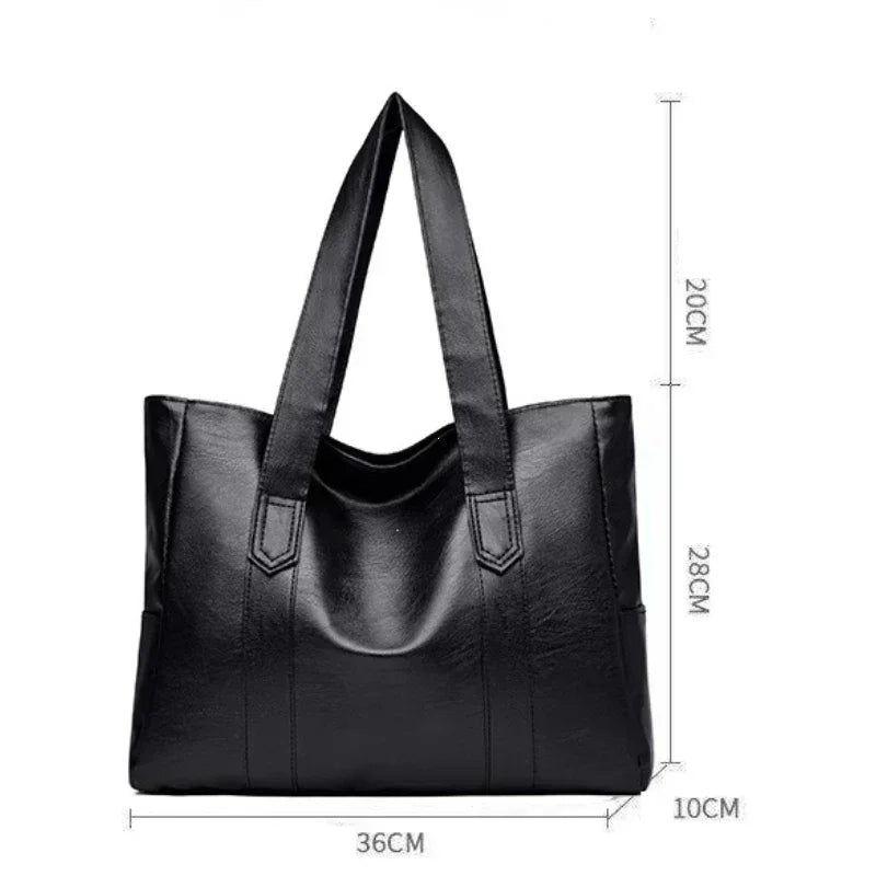 Large Capacity Soft Leather Tote Bag – Women's Satchel