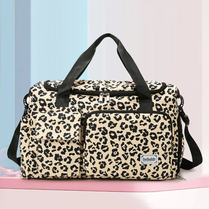 Leopard Print Duffle Bag – Multi-Pocket Sports & Travel Bag