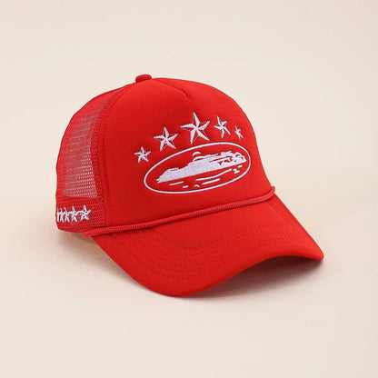 Unisex Men Women Cap Pentagram Embroidery Baseball Net Caps Spring Summer Outdoor Adjustable Casual