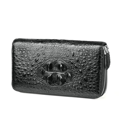 Crocodile Leather Men's Clutch – Double Zipper Business Handbag