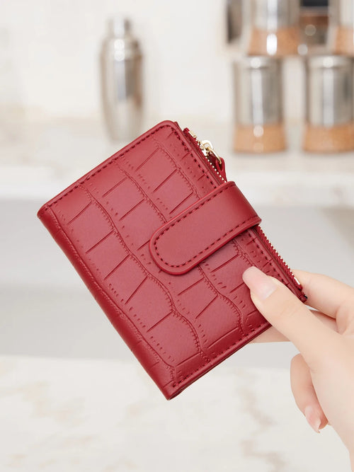 Animal Print Small Bifold Wallet for Women with Zipper