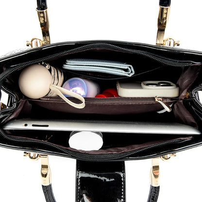Patent Leather Crocodile Tote Handbag for Women