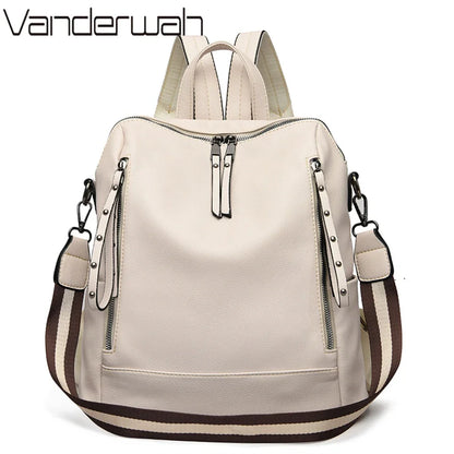 Leather Backpack for Women – Waterproof Anti-Theft Bag