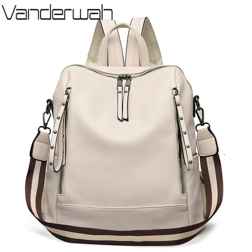 Leather Backpack for Women – Waterproof Anti-Theft Bag