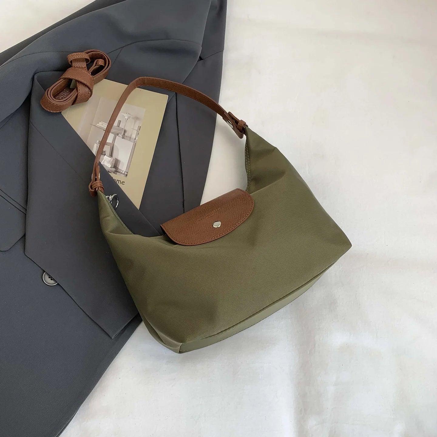 Slouchy Dumpling Shoulder Bag Women Retro Nylon Underarm Bag