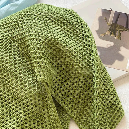 Women's Large Crochet Tote Bag – Hollow Knit Shoulder Handbag