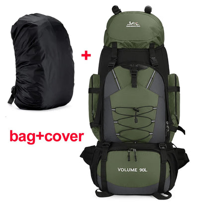 90L Hiking Backpack with Rain Cover – Waterproof Outdoor Rucksack