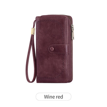RFID Blocking Women's Accordion Wallet – Retro Leather Clutch