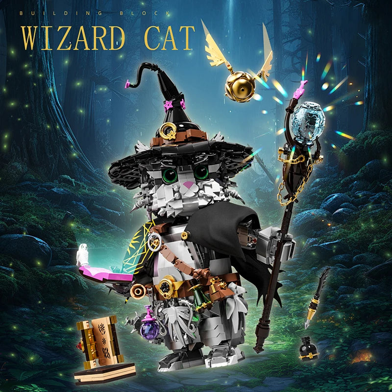 Wizard Cat Building Blocks Set – 1400pcs Magic MOC Figure