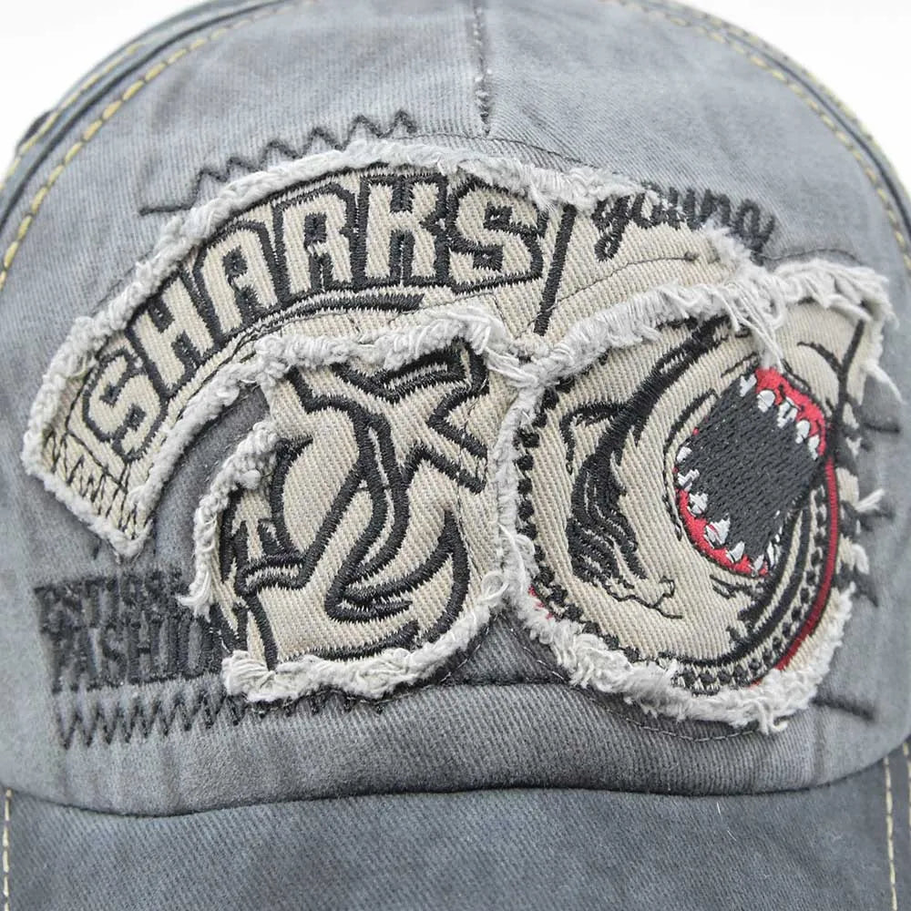Shark Embroidery Baseball Cap – Unisex Cotton Snapback Hat