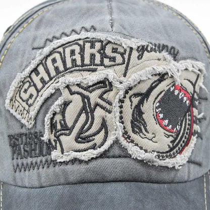 Shark Embroidery Baseball Cap – Unisex Cotton Snapback Hat