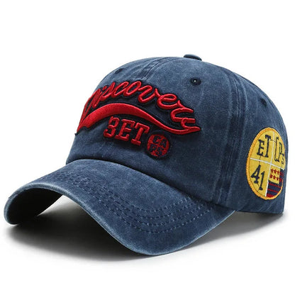 Vintage Washed Baseball Cap – Unisex Letter Embroidery Snapback Hat