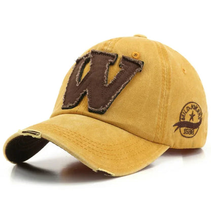 W Embroidery Snapback Baseball Cap – Unisex Cotton Hip Hop Hat