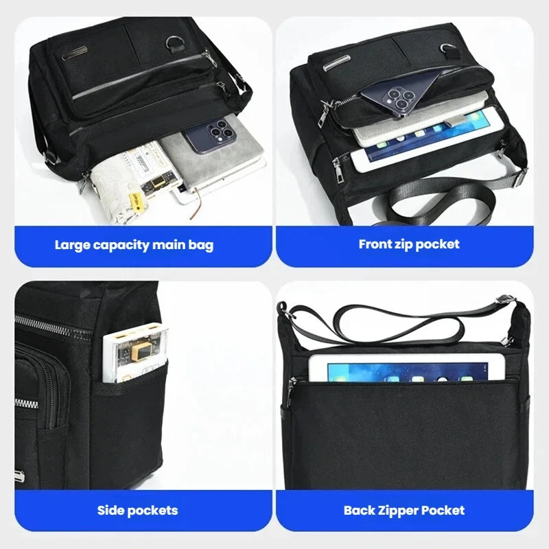 Men's Multi-Pocket Crossbody Bag with Adjustable Shoulder Strap