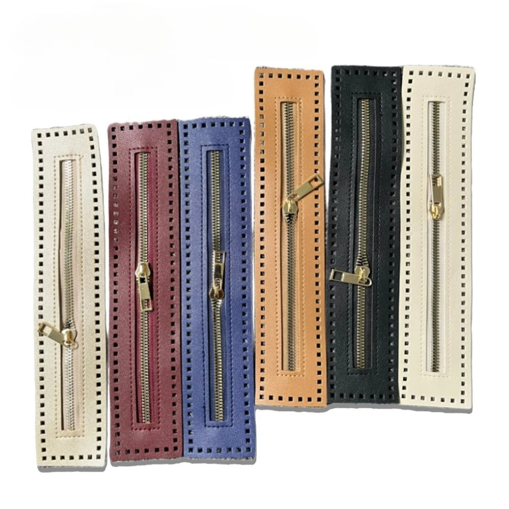 Leather Zipper Bag Bottom with Holes – 27cm Crochet Bag Base