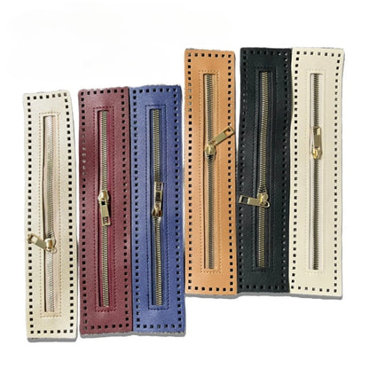 Leather Zipper Bag Bottom with Holes – 27cm Crochet Bag Base