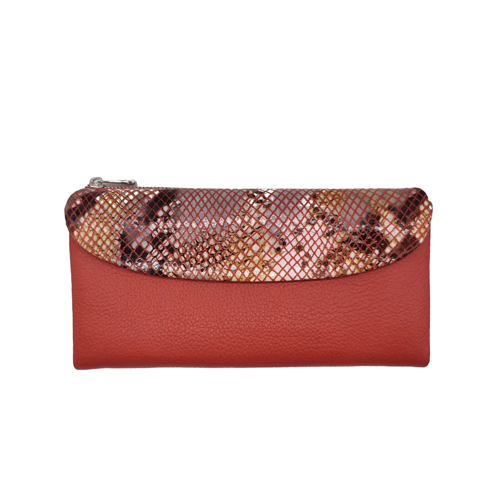 Python Pattern Genuine Leather Long Wallet for Women