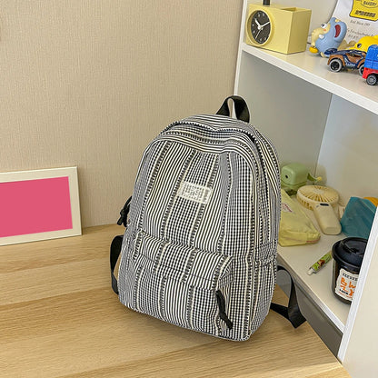 Cute Pastel Stripe Backpack for Teen Girls – Soft School Bag