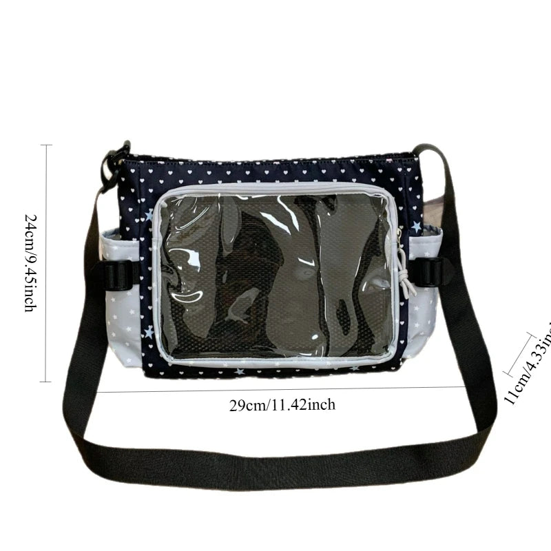 Japanese Polka Dot Crossbody Bag Women Commuting Shoulder Large Capacity Transparent Simple