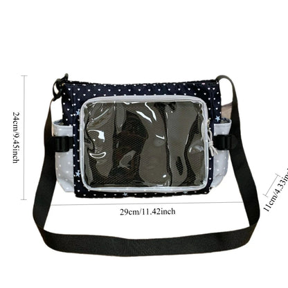 Japanese Polka Dot Crossbody Bag Women Commuting Shoulder Large Capacity Transparent Simple