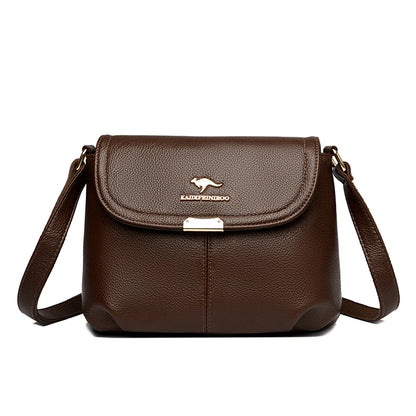 Leather Crossbody Shoulder Bag for Women – Soft Flap Handbag