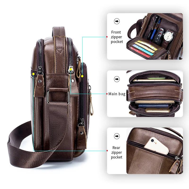 Genuine Leather Messenger Bag for Men – Small Crossbody