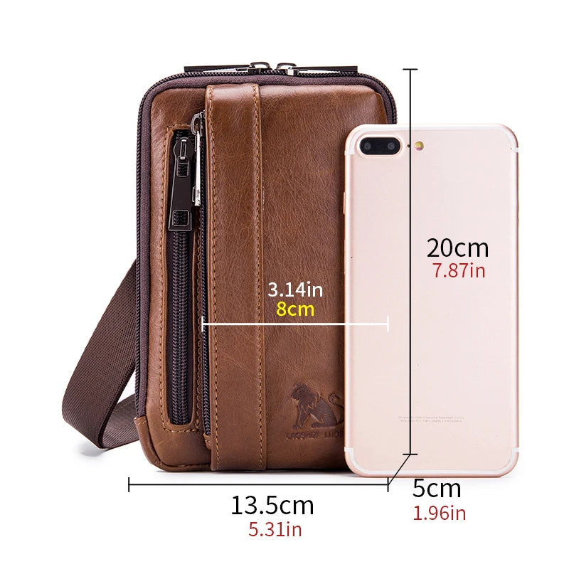 Men's Genuine Leather Waist Bag & Phone Pouch
