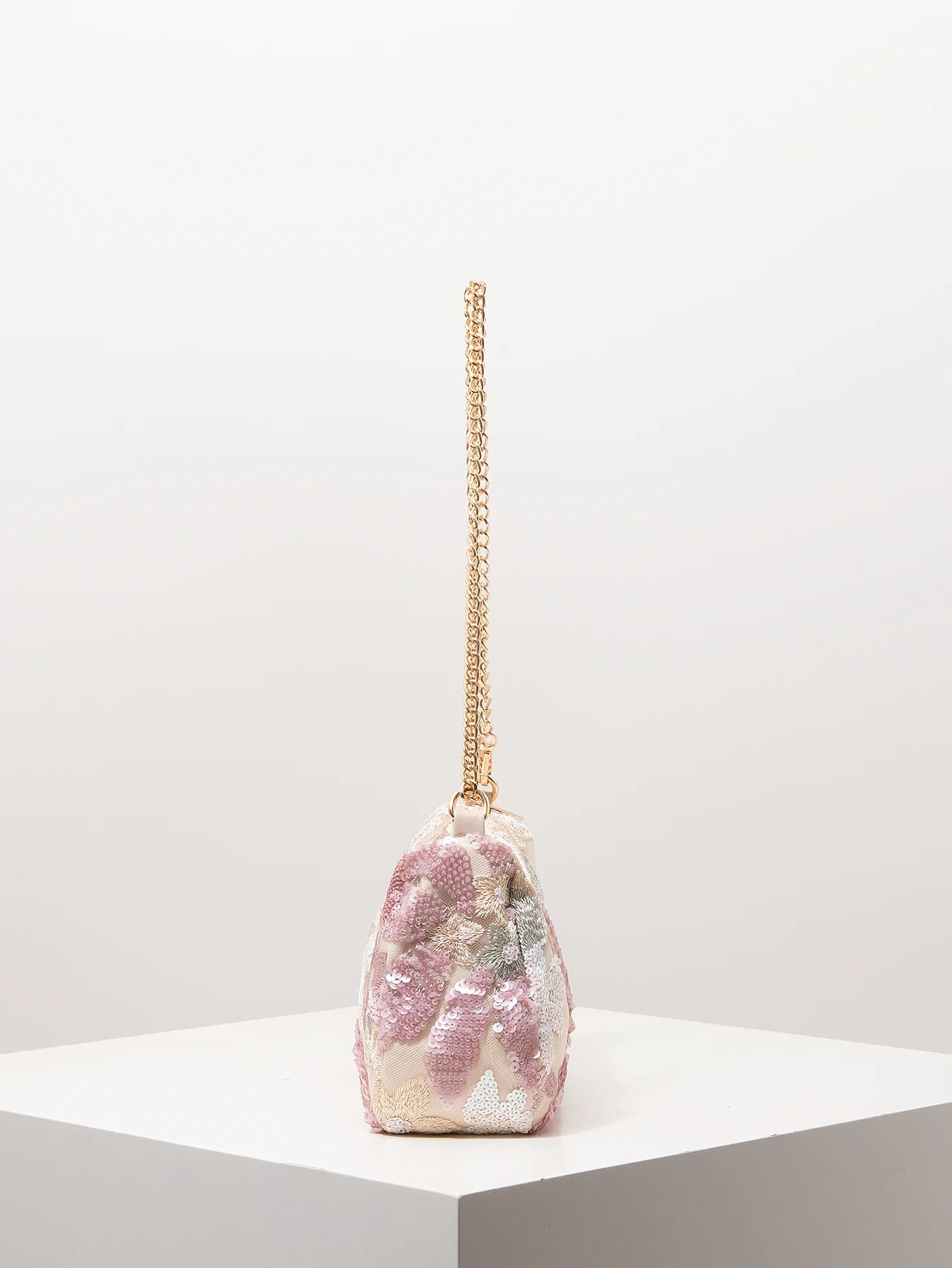 Floral Sequin Shoulder Bag – Beaded Embroidery Chain Strap Purse