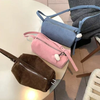 Women's Mini Suede Crossbody Bag – Chic Pink Shoulder Bag