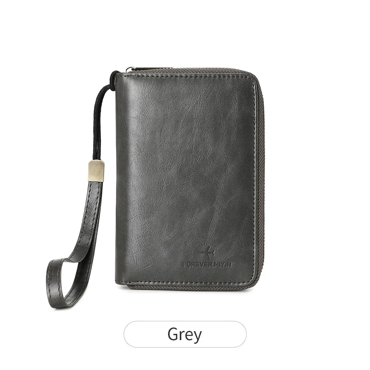 RFID Blocking Passport Wallet – PU Leather Zipper Travel Card Holder with ID Window