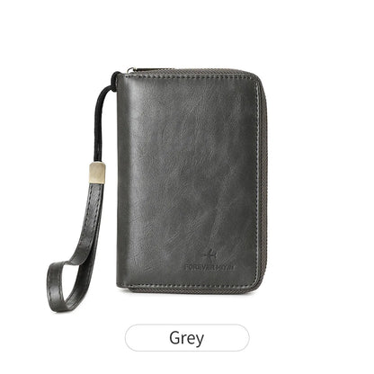 RFID Blocking Passport Wallet – PU Leather Zipper Travel Card Holder with ID Window